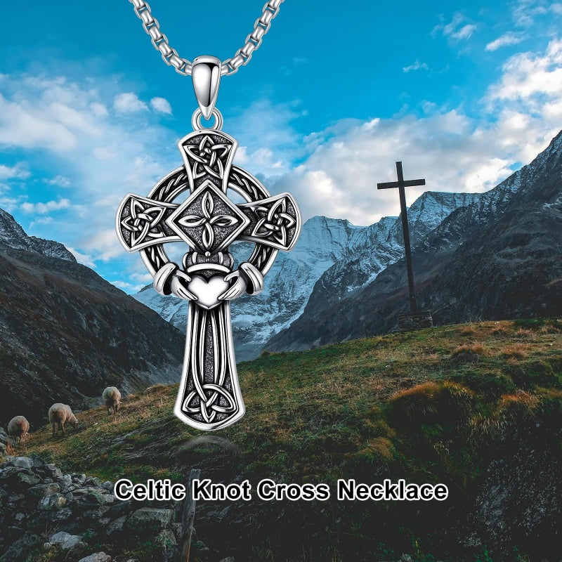 Sterling Silver Cross Pendant Necklace Christian Religious Jewelry Gifts for Anniversary