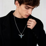 Sterling Silver Turquoise Cow Skull Pendant Necklace