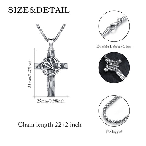 14K Gold Plated Cross Pendant Necklace Protection Jewelry Religious Gift