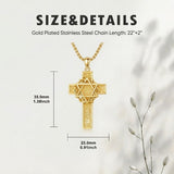 14K Gold Plated Cross Pendant Necklace for Men Religious Jewelry Christian Gift