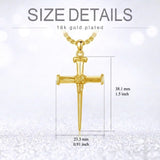 14K Gold Plated Cross Pendant Necklace for Men Religious Jewelry Christian Gift