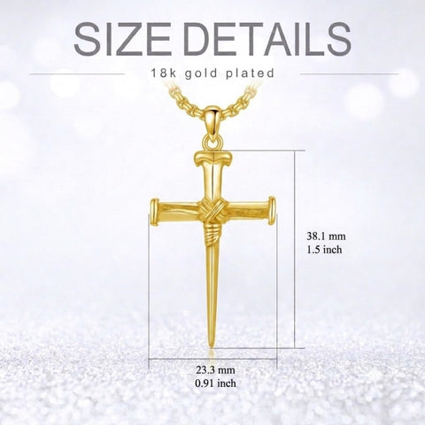 14K Gold Plated Cross Pendant Necklace for Men Religious Jewelry Christian Gift