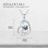 Sterling Silver Moonstone Pug Chihuahua Poodle German Shepherd Maltese Pendant Necklace Engraved wth I Love You Forever