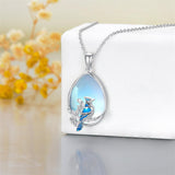 Sterling Silver Moonstone  Blue Jay  Cardinal Pendant Necklace