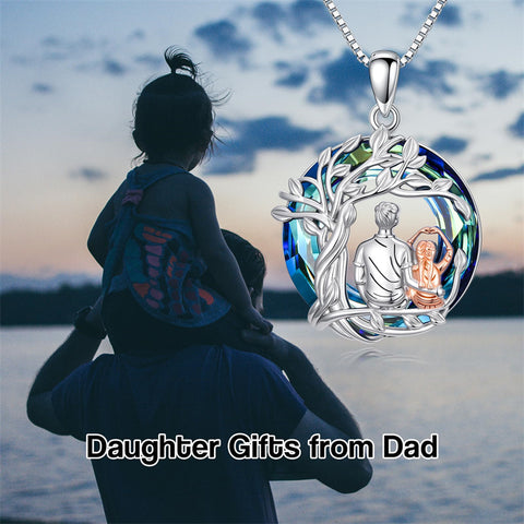 Sterling Silver Father Daughter Heart Pendant Necklace from Dad Gift for Daughter
