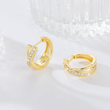 14K Gold Plated Cubic Zirconia X-shaped Huggie Earrings for Women