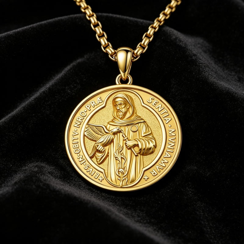 14K Gold Plated Patron Saint Necklace Saint Medal Catholic Amulet Jewelry