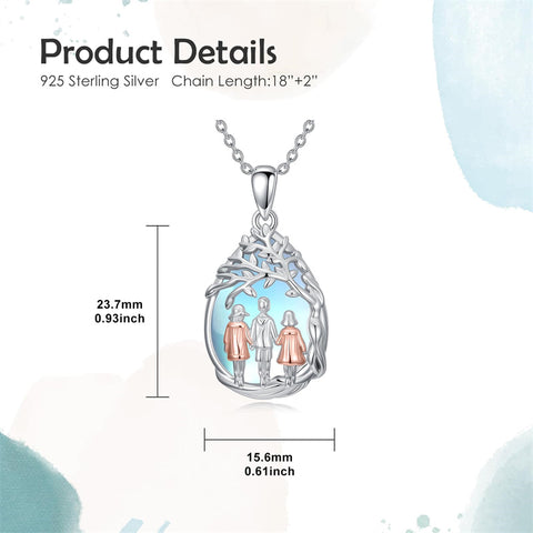 Sterling Silver Moonstone Teardrop Father Daughter Mother Daughter Pendant Necklace