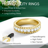 14K Gold Plated Moissanite or Lab-Grown Emerald Dainty Eternity Wedding Rings Birthday Jewelry for Her