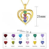 10K 14K 18K Solid Gold Personalized Engraved 1-4 Birthstone Heart Necklaces for Women