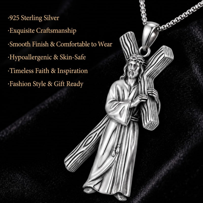 Sterling Silver Cross Pendant Necklace Christian Religious Jewelry Gifts for Anniversary