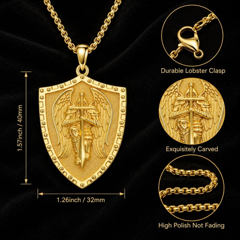 Patron Saint Medal Gold Plated Catholic Pendant Christian Religious Necklace Amulet Jewelry