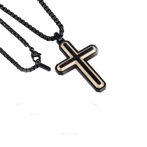 14K Gold Plated Wooden Cross Necklace Jewelry Gift for Him