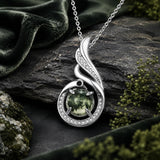 14K Gold Plated Moss Agate Pendant Necklace Boho Jewelry for Women
