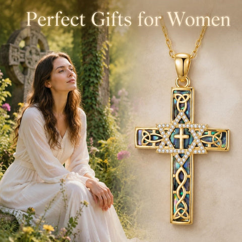 14K Gold Plated Cross Pendant Necklace Faith Jewelry Gift for Women
