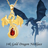 14K Yellow Gold Cubic Zirconia Dragon Pendant Necklace