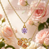14K Gold Birthstone Birth Flower  Pendant Necklace Birthday Jewelry Gifts for Women