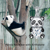 Sterling Silver Heart Birthstone Panda Pendant Necklace