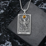 Sterling Silver Tarot Card Pendant  Necklace for Men Gothic Amulet Jewelry
