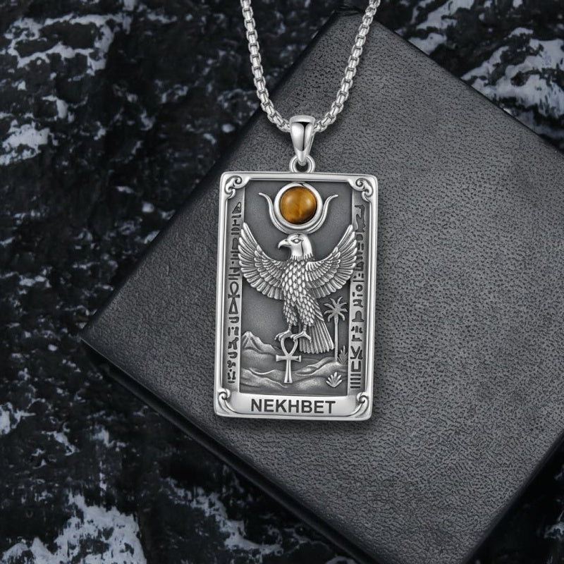 Sterling Silver Tarot Card Pendant  Necklace for Men Gothic Amulet Jewelry
