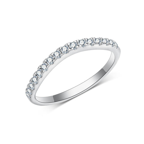 Sterling Silver Three Stone Moissanite Wedding Engagement Ring Sets