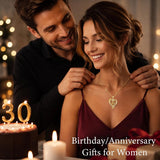14K Gold  Plated Birthday Anniversary Rose Heart Pendant Necklace for Women
