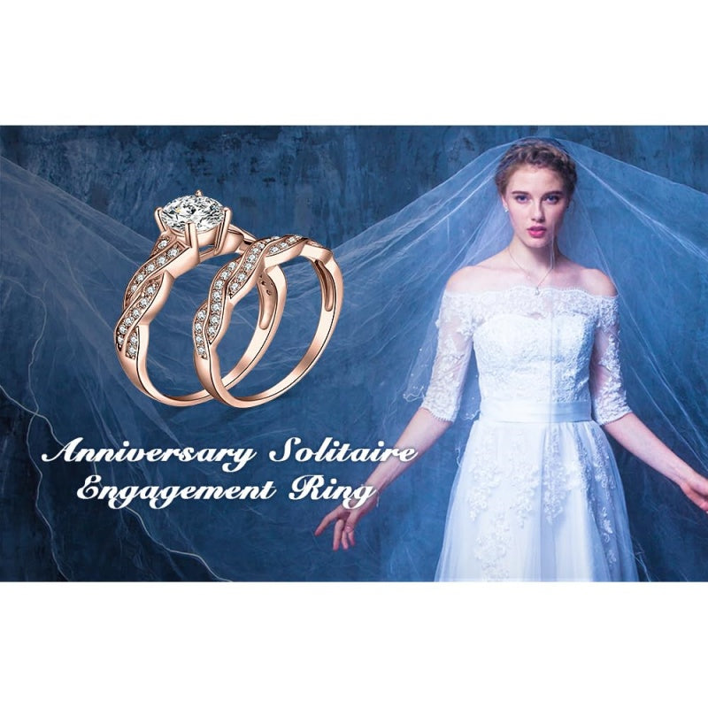 14K Gold Plated  1.5CT Cubic Zirconia  Wedding Bands Engagement Rings Promise Rings for Her
