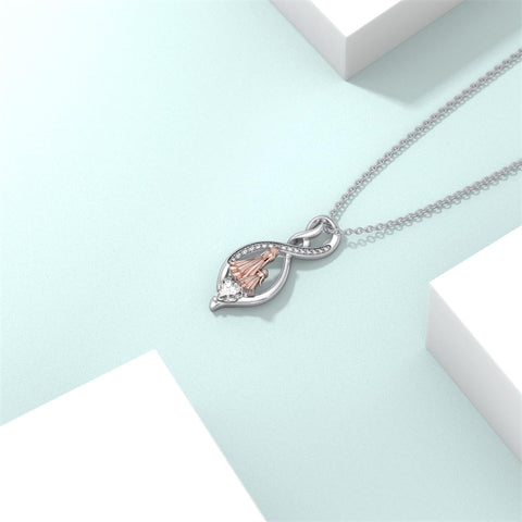 Sterling Silver Birthstone Infinity Heart Mother Daughter Pendant Necklace