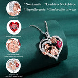 Sterling Silver Heart Birthstone Couple Hugging Necklace for Women Valentine's Day Gift