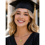 Initial  Graduation 14K Gold Plated Inspiring Grad Pendant Necklace Graduations Jewelry Gifts