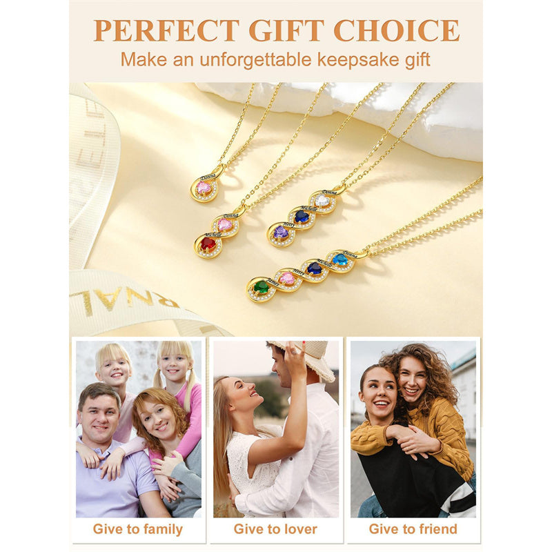Sterling Silver Personalized  Birthstone Infinity Necklace for Women