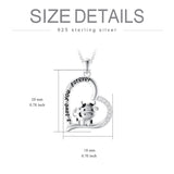 Sterling Silver Cow Pendant Necklace with Engraved