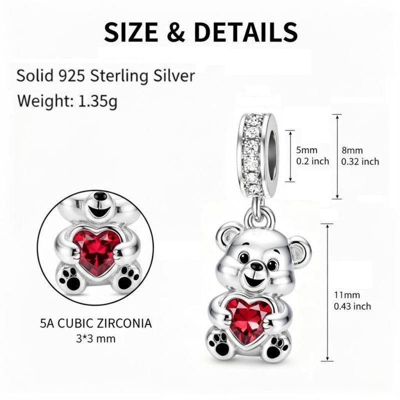 Sterling Silver Lion Red Panda Fox Bear Capybara Charm Beads Christmas Birthday Gift