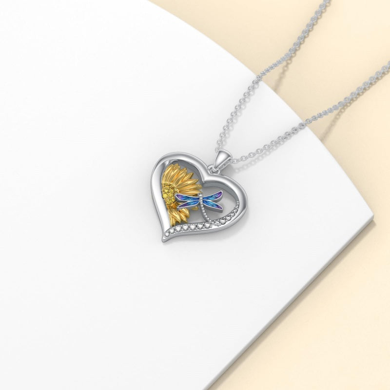 Sterling Silver Heart Bee Dragonfly Butterfly Hummingbird Sunflower Animal Pendant Necklace  Gifts for Christmas