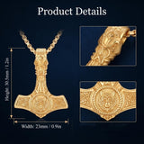 14K Gold Plated Celtic Knot Viking Thor Hammer Pendant Necklace