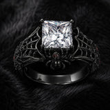 Sterling Silver 10K 14K 18K Gold Moissanite Gothic Black  Engagement Wedding Ring  for Women