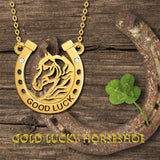 14K Yellow Gold Cubic Zirconia Horse Pendant Necklace