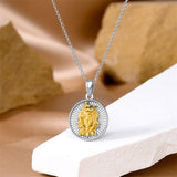 925 Sterling Silver Gold Medusa Goddess Amulet Pendant Necklace