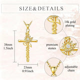 14K Gold Plated Faith Cross Pendant Necklace Religious Gifts for Women