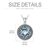 Sterling Silver Pagan Wiccan  Pentagram Triple Moon Pendant Necklace