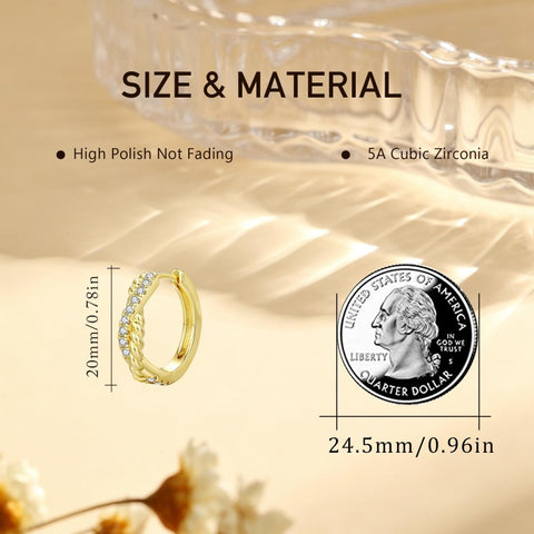 14K Gold Plated Cubic Zircon Hoop Earrings for Women