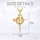 14K Gold Plated Cross Pendant Necklace for Men Religious Jewelry Christian Gift