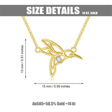 14K Yellow Gold Cubic Zirconia Hummingbird  Pendant Necklace