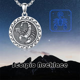 Sterling Silver 12 Zodiac Astrology Horoscope Pendant Necklace