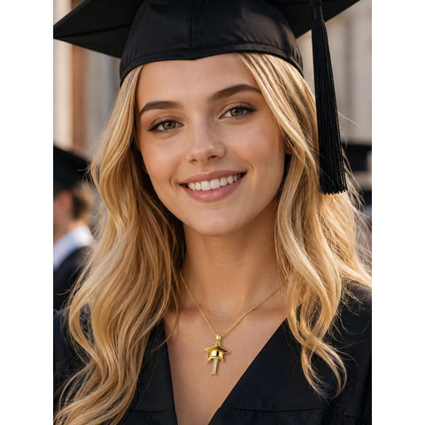 Initial  Graduation 14K Gold Plated Inspiring Grad Pendant Necklace Graduations Jewelry Gifts