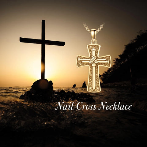 10K 14K 18K Gold Cross Pendant Necklace Religious Jewelry Gifts for Men and Women