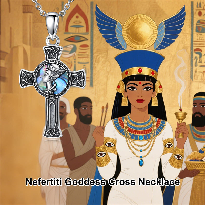 Sterling Silver Medusa Goddess Hand & Heart Ma’at Goddess Nefertiti Goddess Religious Pendant Necklace