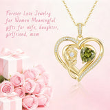 14K Gold Plated Birthstone Rose Heart Birthstone Necklace for Women