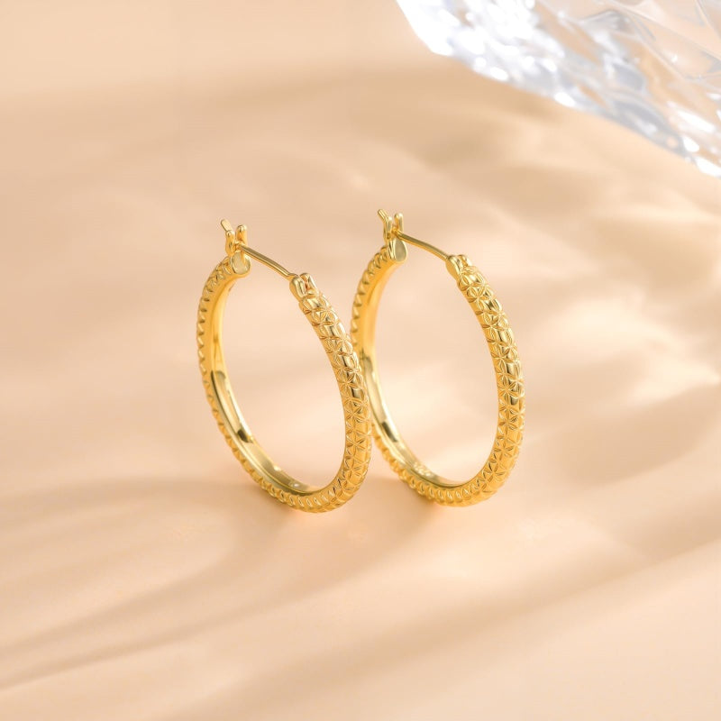 14K Gold Plated  Lightweight Hoop Earring for Women