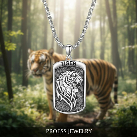 Sterling Silver Tiger Eagle Lion Dragon Phoenix Necklace for Men Animal Jewelry Gifts for Chrismas Birthday